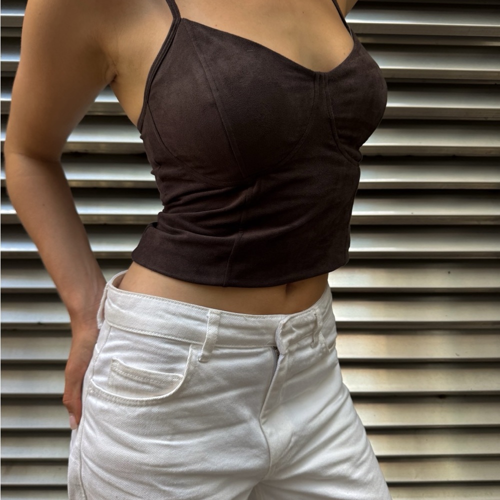 Klassy Network Dark Brown Crop Top